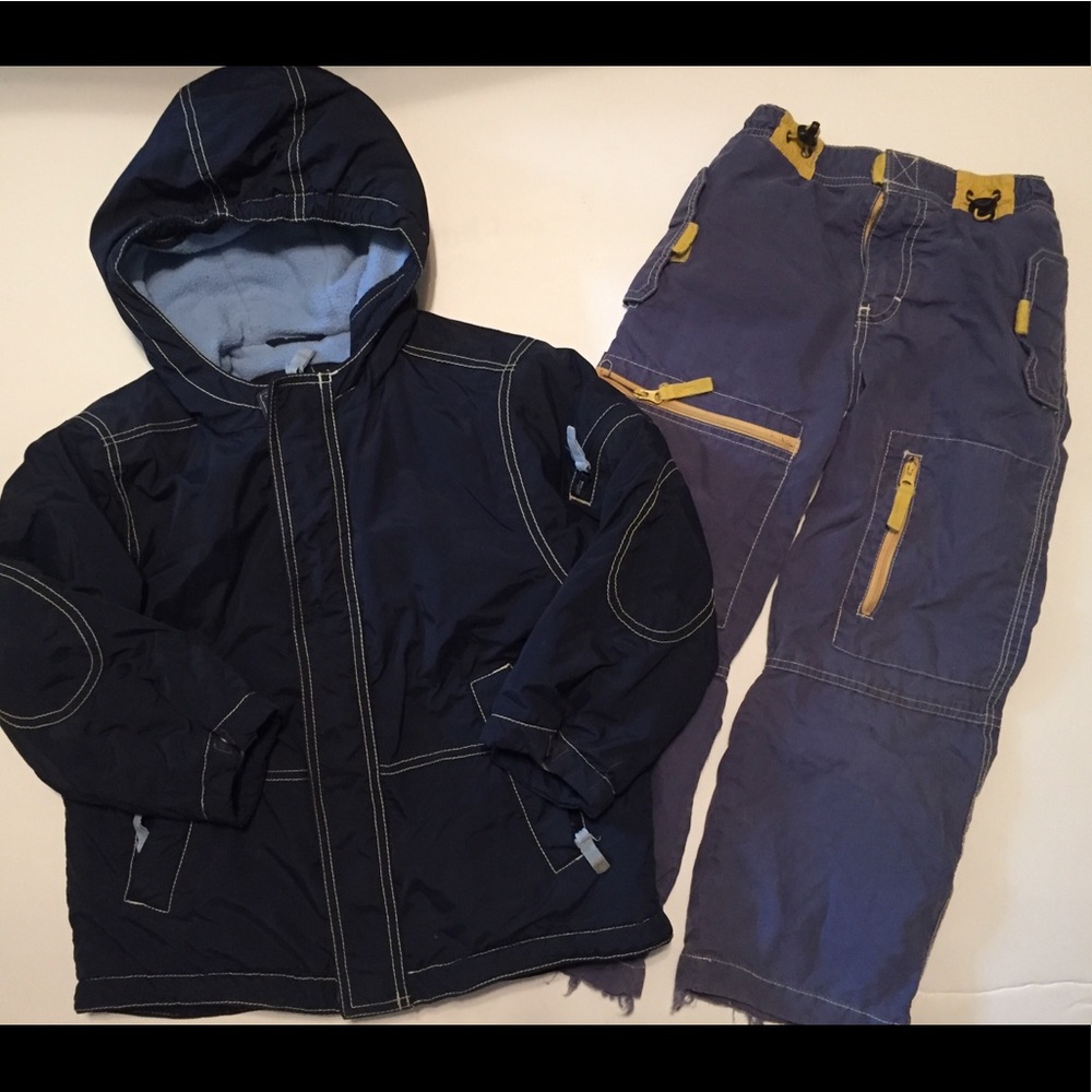 Mini Boden Fleece Anorak Lined Slate Pants 5-6 Y